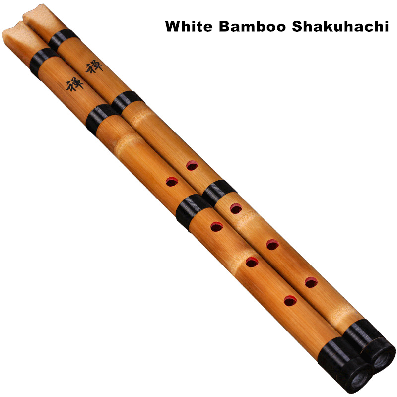 Musical Instrument In Chinese - Bambu Putih Alami Buatan Tangan Shakuhachi